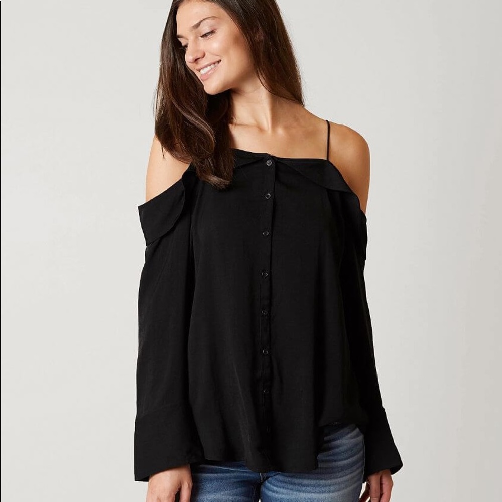 Free People Walk This Way Button Front Top